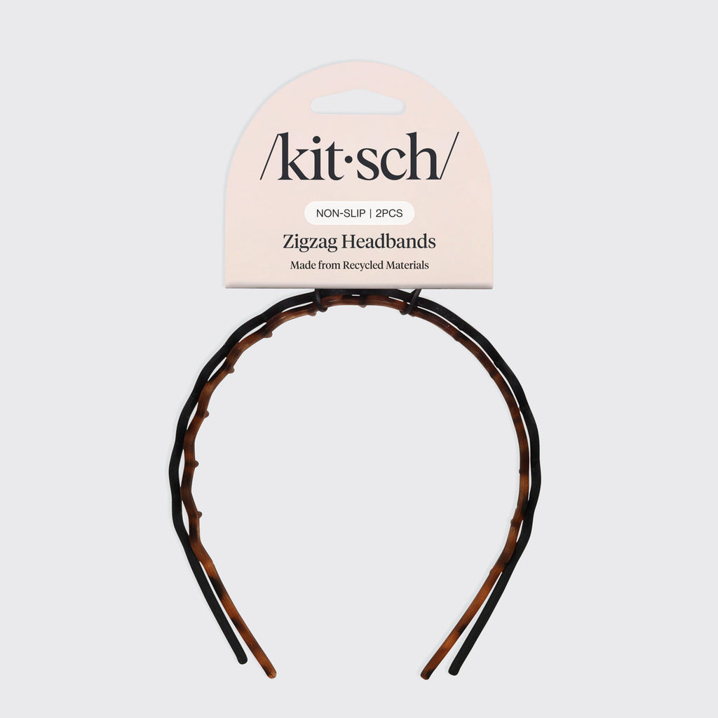 Zig Zag Headband 2pc- Black & Tort