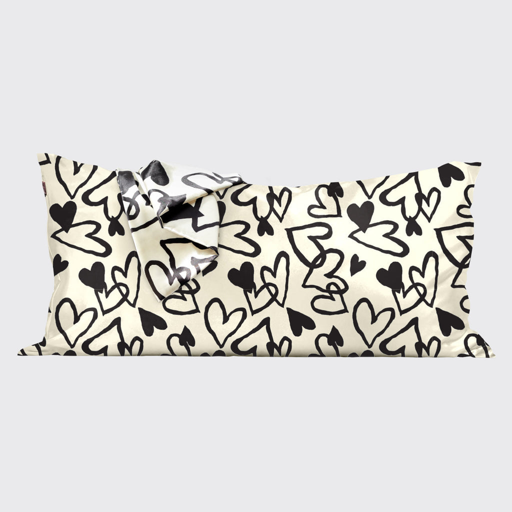 Satin Pillowcase in Heart Print - King