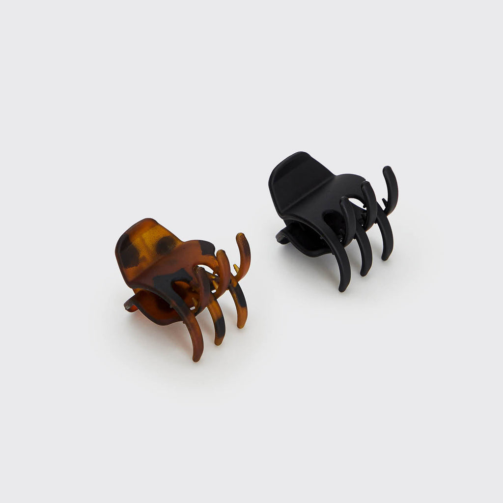Black & Tort Claw Clips 2pc Set - Medium